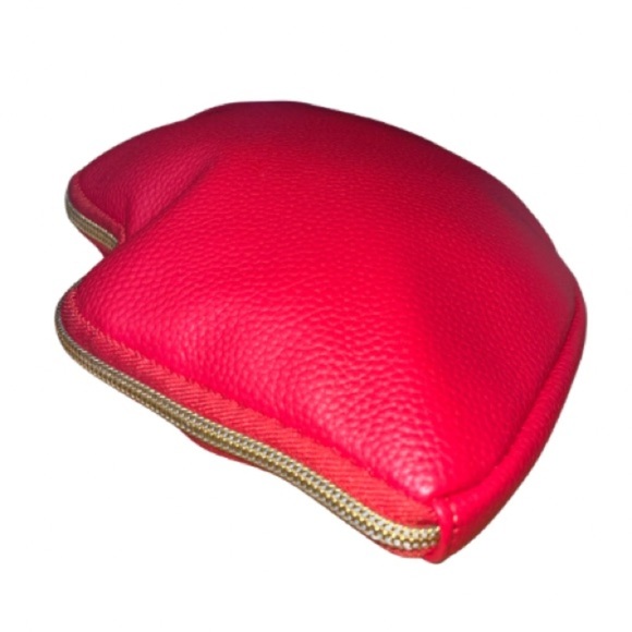Tarte Lips Bold Red Pouch with Gold-Tone Zip Closure/Zip Tab & Purple Interior - Picture 5 of 8